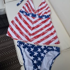 Venus Patriotic American Flag 2 piece swimsuit sz